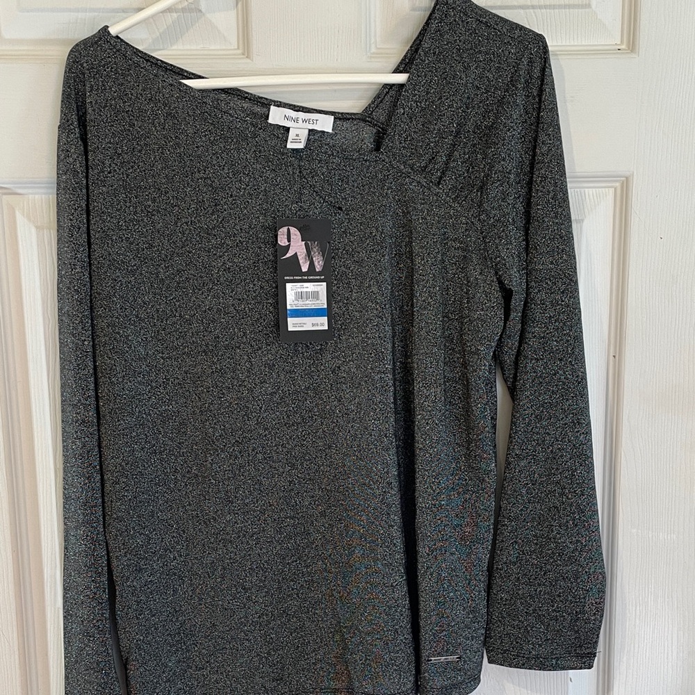 Nine West  Size XL sparkly Women's Gray Blouse